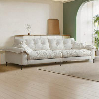 HOUZE 109.45" White Cotton and Linen  Modular Sofa cushion couch