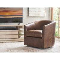 Tommy Bahama Home Sunset Key Leather Swivel Barrel Chair
