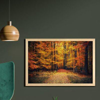 East Urban Home Ambesonne Forest Wall Art With Frame, Fall Photo In National Park Vivid Leaf Plant Eco Earth Theme, Prin