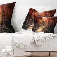 Made in Canada - East Urban Home Stairway Through Fall Forest Landscape Photography Pillow