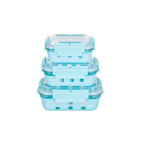 Prep & Savour HI-TOP Lids With Pro Grade Removable Lockdown Levers Silicone Sleeve Rectangular 3 container set