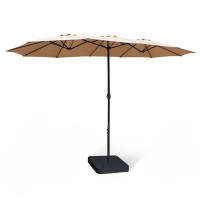 Arlmont & Co. 15ft Patio Rectangular Double Sided Umbrella Outdoor Twin Market Umbrella With Crank