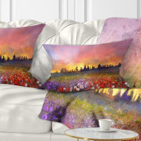 East Urban Home Floral Field of Poppy Dandelion and Daisy Lumbar Pillow