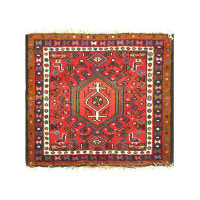 Isabelline Isabelline 1950S Semi-Antique Karajeh Small Red Rugs - 1'9" X 1'10"