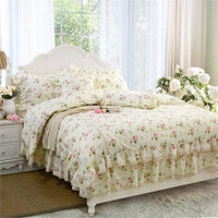 FADFAY Rosette Floral Print Duvet Cover Set for Girls 3 Pieces Twin Extra Long