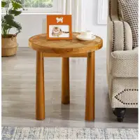 Union Rustic Living Room Central End Table, Farmhouse Round End Table, Round Wooden Rustic Natural Table With Thick Cyli