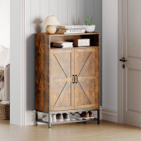 Gracie Oaks 4 Tier Shoe Cabinet, Freestanding Shoe Storage Cabinet with Removable Shelf for Entryway