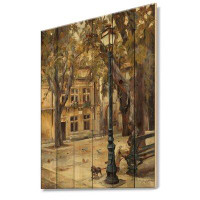 East Urban Home Provence French Village II - French Country Print on Natural Pine Wood
