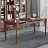 Recon Furniture 62.99" Walnut-colour Rectangular Solid Wood Desk,3-drawer