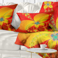 Made in Canada - East Urban Home Designart 'Red Yellow Colourful Fractal Pattern' Floral Throw Pillow
