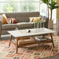 George Oliver modern coffee table with open shelf and solid wood frame