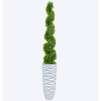 Primrue Artificial sprial topiary in fiberstone planter|83.5" fake spiral topiary|Primrue