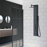Stainless Steel in a Matte Black Finish, Sedan Thermostatic Valve.  Shower Panel 57 Inch H   BSQ
