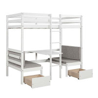 Harriet Bee Functional Loft Bed (Turn Into Upper Bed And Down Desk,Cushion Sets Are Free)