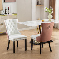 House of Hampton A&A Furniture, Nikki Collection Modern, High-End Tufted Solid Wood Contemporary PU And Velvet Upholster