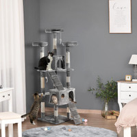 Cat Tree 19.3" L x 19.3" W x 68.1" H Gray