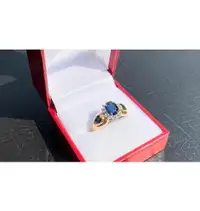 #413 - 10kt Yellow Gold, Sapphire &amp; Diamond “Heart” Ring, Size 9 1/4
