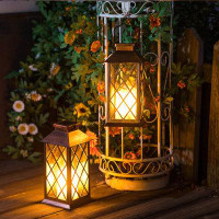 A Home 2 Pack Homeimpro Solar Lantern Hanging Garden Outdoor Lights Flickering Flameless Candle Waterproof LED Lamp For