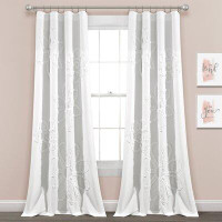 Gracie Oaks Ruffle Flower Window Curtain Panels White 42X84 Set