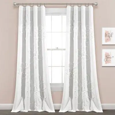 Special Edition by Lush Decor Ruffle Flower Window Curtain Panels White 42X84 Set
