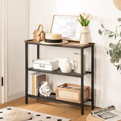 17 Stories Console Table, 3-Tier Entryway Table, Side Table With 2 Mesh Shelves, Sofa Table, Metal Frame, Industrial Des