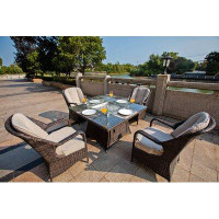 Wildon Home® Jade 5 Piece Dining Set With Cushions And Firepit