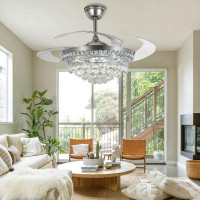 House of Hampton 42" Dwayne-James 4 - Blade LED Crystal Ceiling Fan with Remote Control and Light Kit Included
