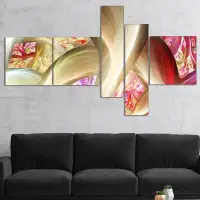 East Urban Home 'Golden Red Fractal Plant Stems' Graphic Art Print Multi-Piece Image on Canvas