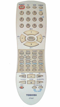 $ 10 Original Toshiba CT 847  Remote Control TV VCR CABLE 14AF44 20AF44 24AF44 24AF45 24AF45C 27AF44