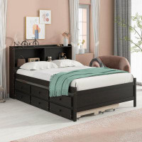 Latitude Run® Bed With Bookcase,Twin Trundle,Drawers