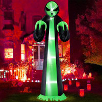 The Holiday Aisle® 12 Ft Giant Halloween Inflatables Decor Outdoor, Alien Blow Up Yard Halloween Decorations With Built-