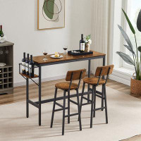17 Stories Bar Table Set with wine bottle storage rack