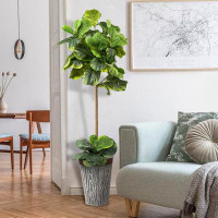 Arlmont & Co. Leiya 60" Artificial Fiddle Leaf Fig Plant in Planter