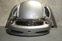 JDM Infiniti G35 Coupe Front Conversio Bumper HID Headlights Fenders Hood Grille Nose Cut Front Clip CPV35 2003-2007