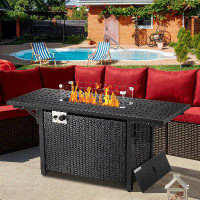 Latitude Run® Thoi 24.8" H X 54.7" W Outdoor Propane Fire Pit Table — Outdoor Tables & Table Components: From $99