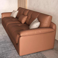 MABOLUS 94.49" Brown Genuine Leather Modular Sofa cushion couch