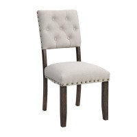 Winston Porter Seteria Tufted Linen Upholstered Back Side Chair in Beige