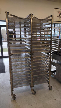Stainless Steel Double Bun Racks with Stainless Cannabis Trays