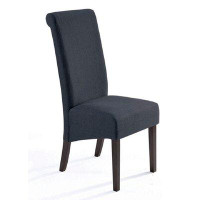 Red Barrel Studio Dining Chair Dark Grey Upholstered Fabric Seat With Black Wood Legs