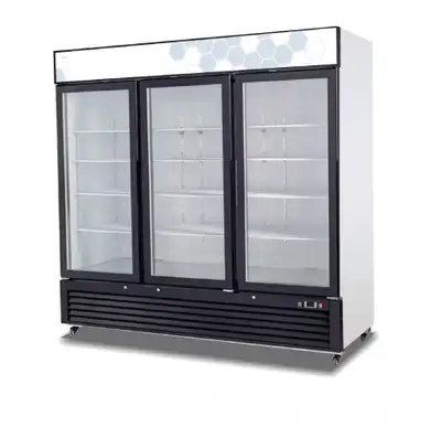 3 DOOR GLASS FRONT FREEZER - 72 CUBIC FEET - DISCOUNT SHIPPING RATES