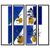 Wynwood Studio Floral And Botanical Minimalist Plant Set Modern & Contemporary Blue And Dark Blue Canvas Wall Art Print