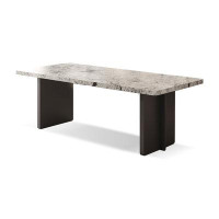 Orren Ellis 62.99" Grey Rock Beam + Solid Wood Multi-layer Board Dining Table