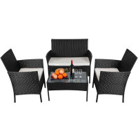 Winston Porter Patio Furniture Set 4 Pieces Of Outdoor Furniture, Patio Table And Chairs With Thick Cushion Sectional Ou