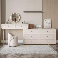 Everly Quinn 74.8"White dressing table with cabinet