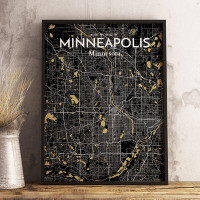 Made in Canada - Wrought Studio 'Minneapolis City Map' Graphic Art Print Poster in Luxe