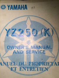 1985 Yamaha YZ250K Owners Manual and Service