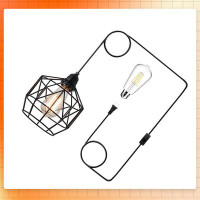 17 Stories Industrial Basket Cage Hanging Pendant Light Fixtures With Plug In Cord 15.1FT On/Off Switch For Kitchen Livi