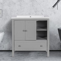 Winston Porter practical Bathroom Freestanding Vanity with ceramic Sink and a storage drawer for Bathroom