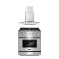 Cosmo 2 Piece Kitchen Package with 30" Freestanding Gas Range & 30" Wall Mount Range Hood