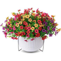 Primrue Artificial Faux Hanging Plants Flowers Basket